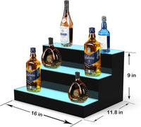 Liquor Display Shelf 3 Tier 16" - LED Bar Shelves