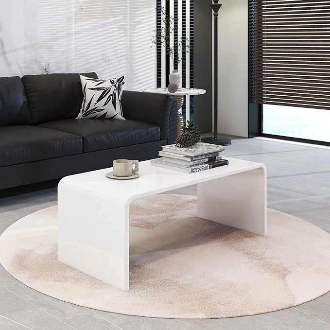 Modern white coffee table with sleek design for living room