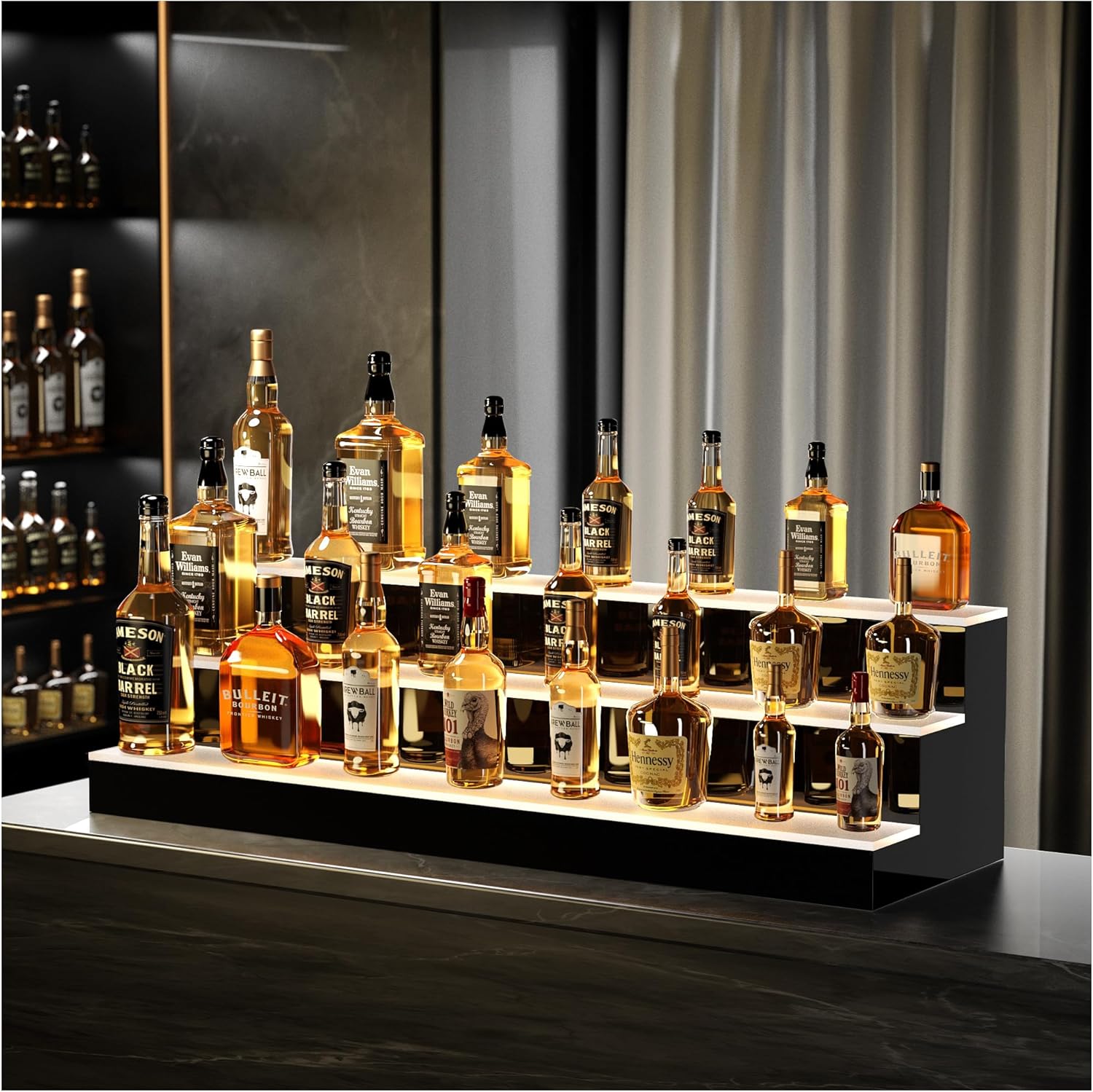 Stylish bar shelves with glass holders